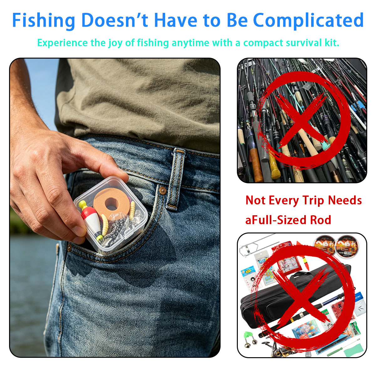 Fishing Lure Kit - Przenośny zestaw wędkarski na sytuacje awaryjne,